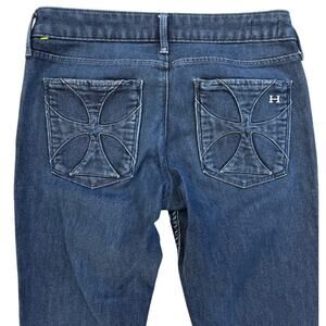 Habitual Y2K Dark Blue Skinny Jeans with Cross Detail, Size 27